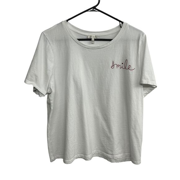 Clean Girl Embroidered Tee Ella Moss‎ White Cotton XXL - Picture 1 of 6